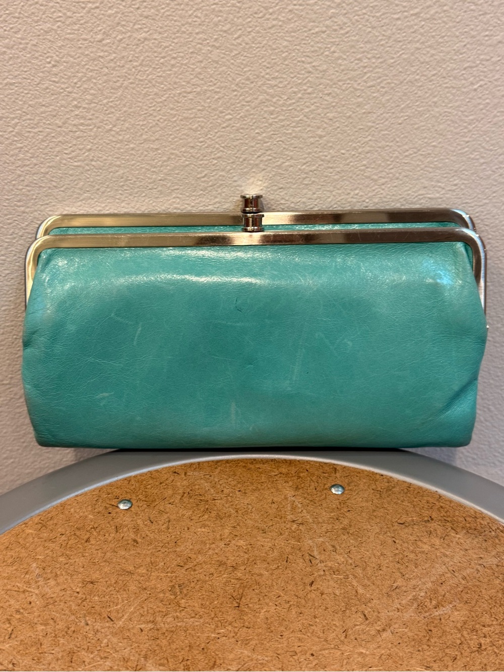 HOBO Teal Leather Frame Clutch - Picture 2 of 5